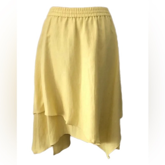 Lauren Ralph Lauren Linen blend Yellow Skirt with Asymmetrical Hem. Plus Size 2X - Picture 2 of 5